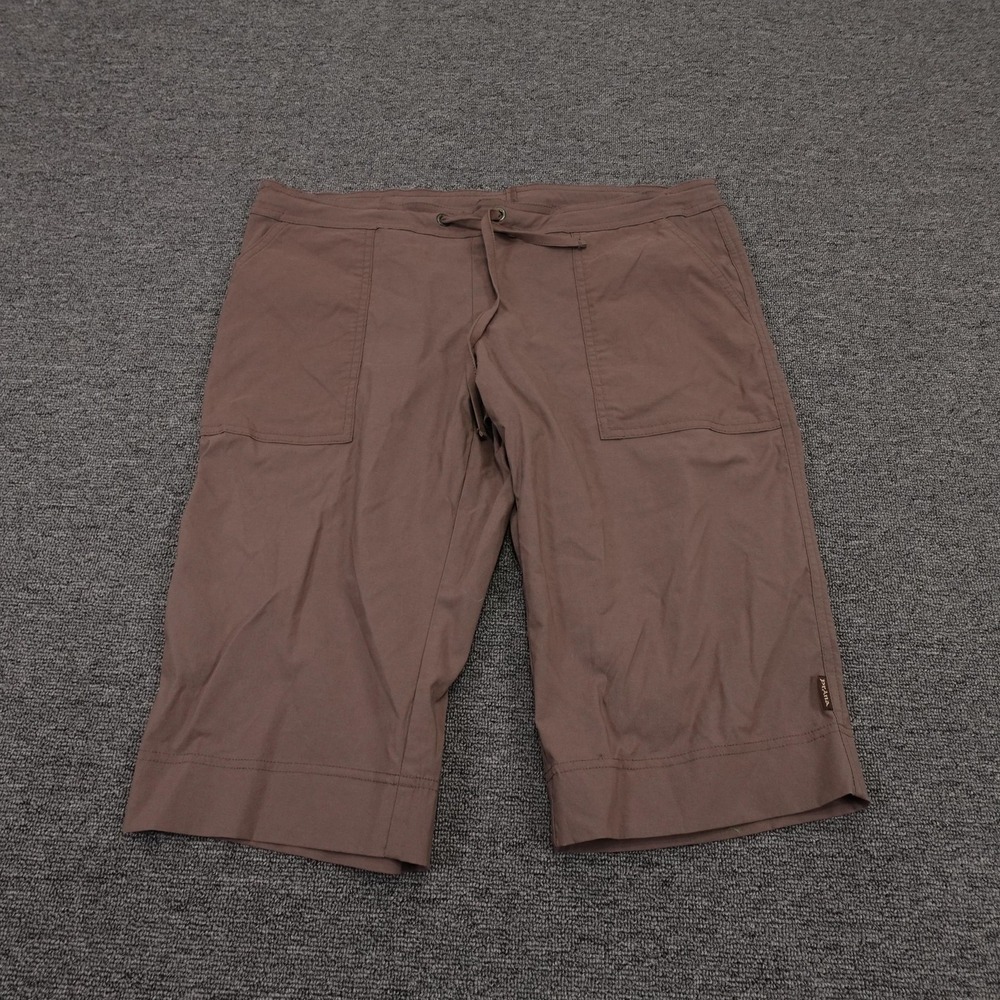 PrAna Pants Womens 12 Brown Capri Drawstring Elastic Waist Lightweight